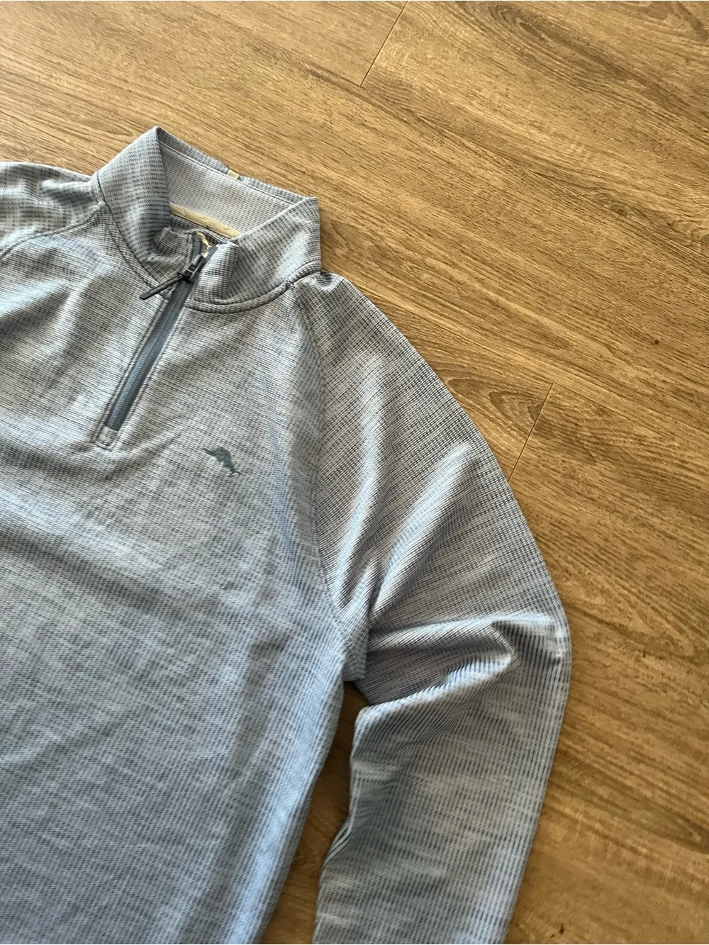 Tommy Bahama Quarter Zip Pullover Sweater IslandZone Mens Large Gray Space Dye